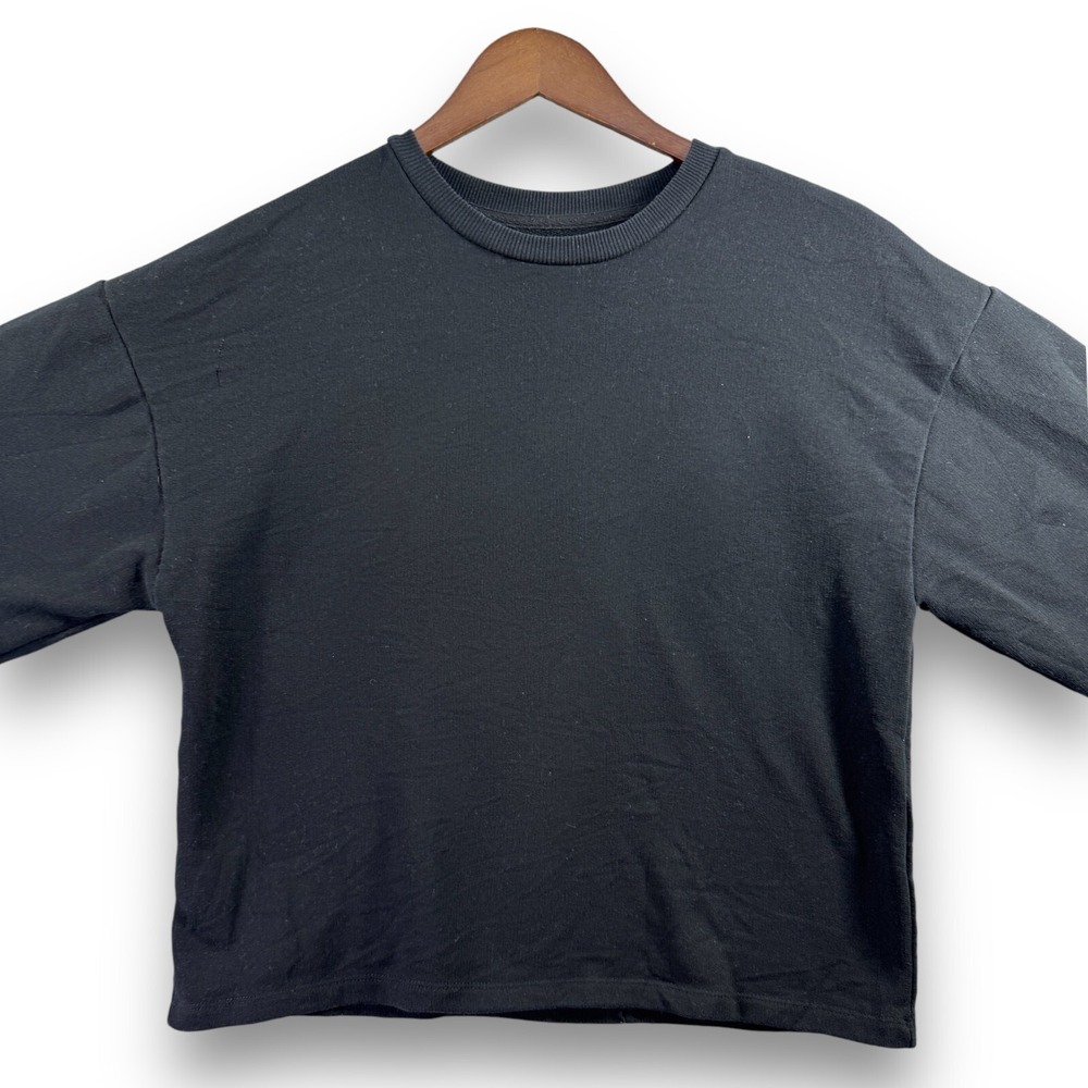 Pull&Bear Basic Sweatshirt Mens Small Black Pullover Long Sleeve Crew Neck